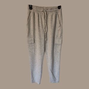 Yogalicious Heather Gray Cargo Knit Joggers with Drawstring